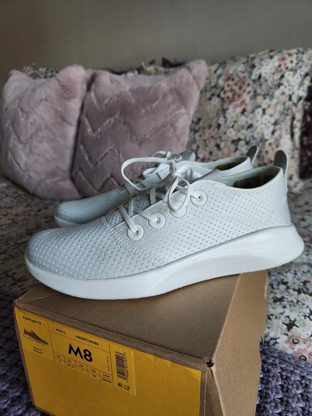 Sz 8 allbirds Men's Light Gray Knit Lace-Up Sneakers